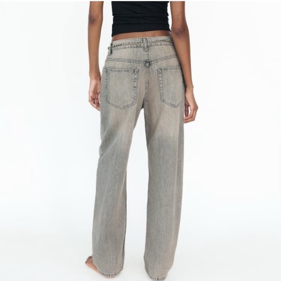 NWT Zara Mid Rise Full Length Tailored Balloon Jeans - Picture 3 of 8